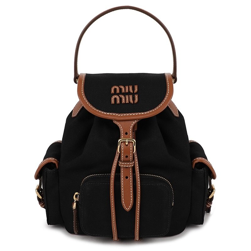 [비엔비명품관] MIU MIU 미우미우 여성 캔버스 및 가죽 미디엄 백팩 - Miu Miu