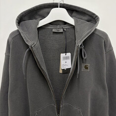 논현 더팩토리 26SS 칼하트 윕 NELSON 넬슨 로고 후드 집업 자켓 / 블랙 가먼트 다이드 (I033064 89GD) 썸네일 6