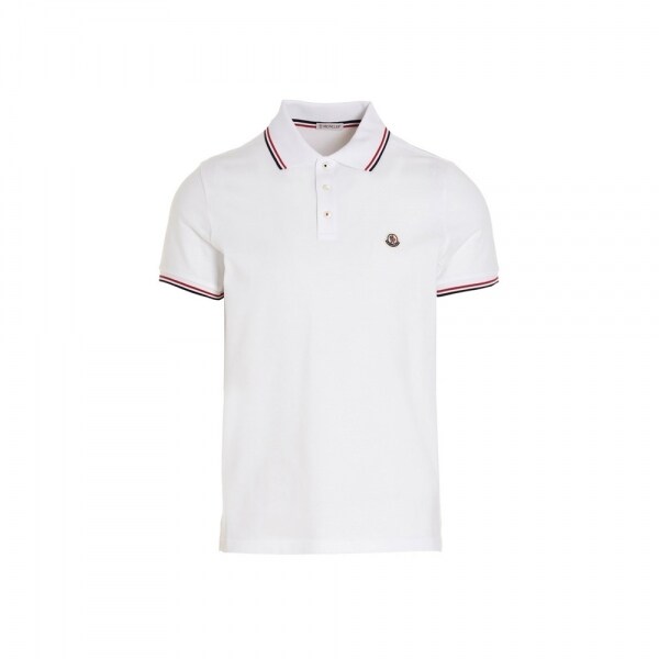26SS 로고 패치 삼선 PK 티셔츠 화이트 8A703 00 84556 001 - Moncler