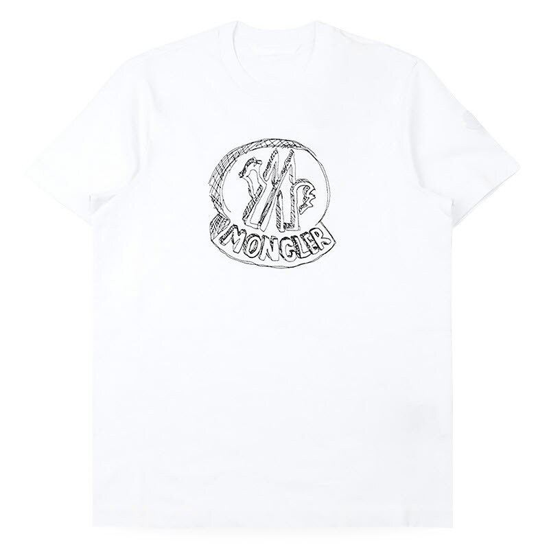 디몬트 몽클레어 남성 드로잉 로고 프린팅 반팔(화이트) 8C00035 89AUG 00A - Moncler