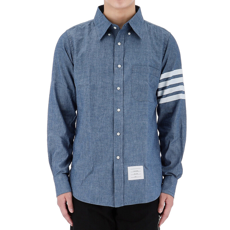 국내배송 26SS 톰브라운 사선 샴브레이 셔츠 MWL272E 00111 450 - Thom Browne