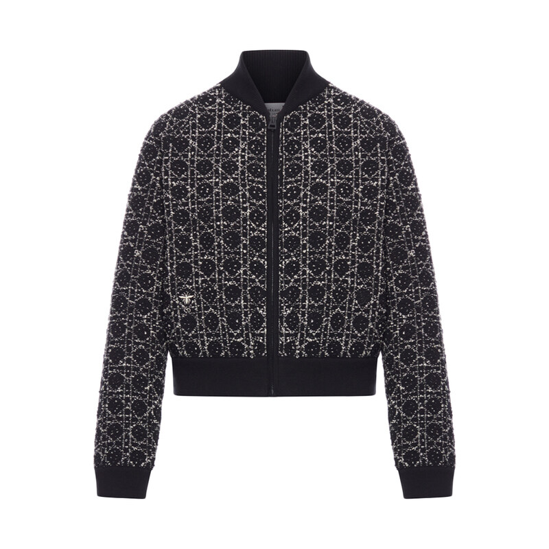 26SS 매크로까나쥬 트위드 봄버 자켓 블랙 614V50A7520 9101 - Christian Dior