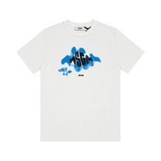 키즈 브러쉬드 그래픽 로고 티셔츠 화이트 S6MSJBTH195 001 썸네일 1