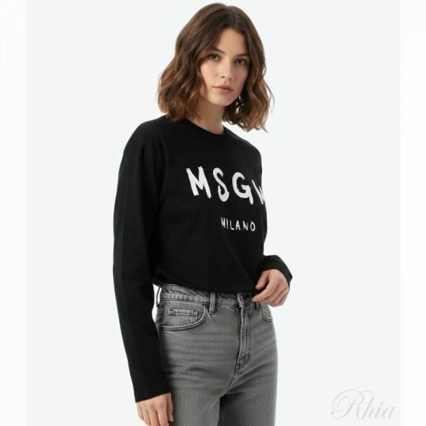 MSGM 26SS 브러쉬드 로고 긴팔 티셔츠 2000MM511 200002 99 - MSGM