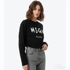 MSGM 26SS 브러쉬드 로고 긴팔 티셔츠 2000MM511 200002 99 썸네일 1