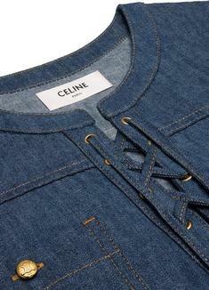 국내발송 셀린느 Mini dress in dark ocean wash denim 썸네일 3