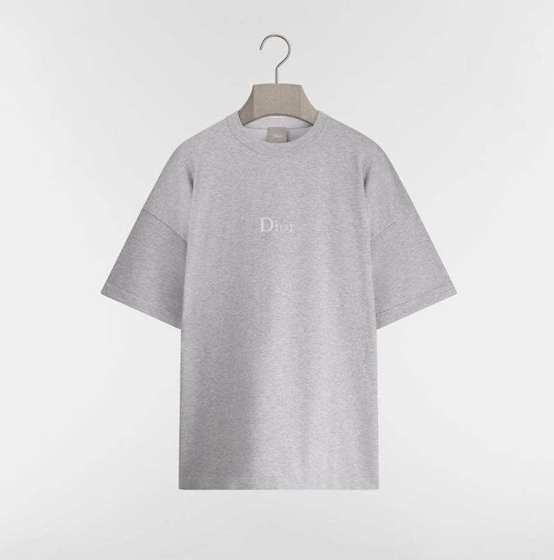 [백화점 풀셋] 내일도착 디올 남자 그레이 오버핏 반팔 티셔츠 D693M604A7031 - Christian Dior