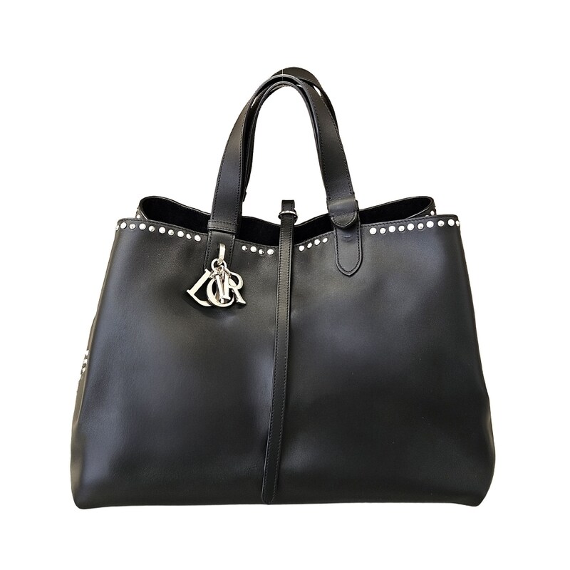 [L] 미사용 디올 뚜주흐 블랙 스터드 카프스킨 토트백 ZRCDVF53 - Christian Dior
