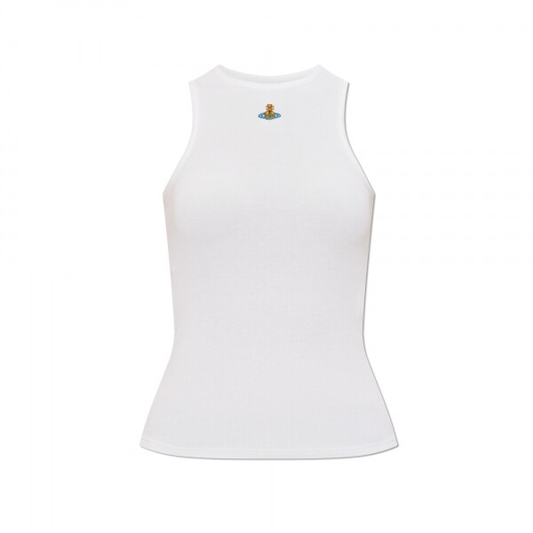 26SS ORB 로고 슬리브리스 탑 화이트 3G01003Z J009C A401 - Vivienne Westwood