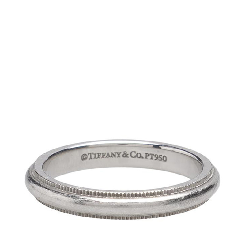 (13호) 실버 플래티늄 950 티파니 투게더 밀그레인 3mm 여성 반지 - Tiffany & Co