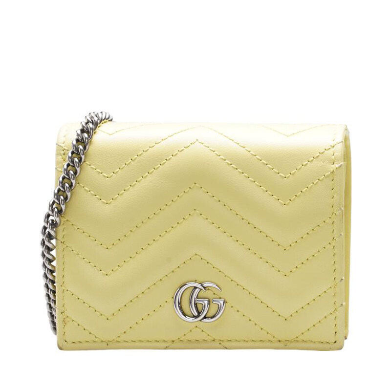 옐로우 카프스킨 GG 마몬트 은장 체인 여성 반지갑 625693 - Gucci