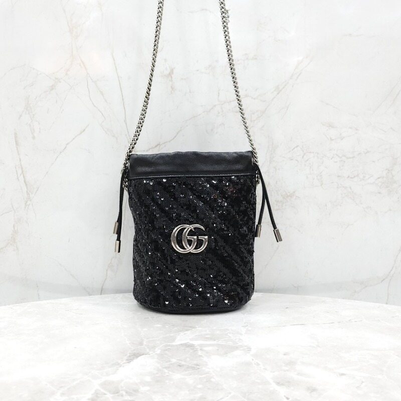 [럭스유] 구찌 GG 스팽글 블랙 체인 버킷백 575163 - Gucci