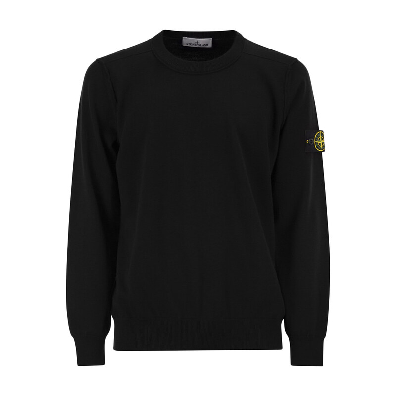 스톤 26SS 와펜 패치 크루넥 코튼 니트 블랙 L1S15 5100053 S00B2 V0029 - Stone Island