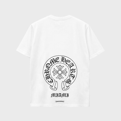 [크롬하츠] 홀스슈 마이애미 로고 티셔츠 화이트 남성 티셔츠 10010208043 / TEO - Chrome Hearts