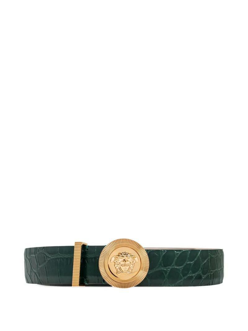 국내배송 베르사체 메두사 비기 크로커다일 이펙트 벨트 3 cm - Versace
