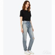 생로랑 슬림핏 산타모니카 블루 데님 644024 YM372 4568 썸네일 1