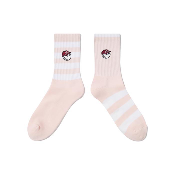말본 언발란스 스트라이프 와펜 크루삭스 PINK M6143PSC04PNK - Malbon