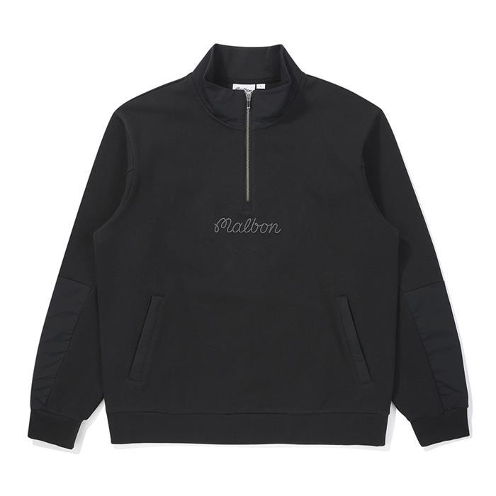 [밀라코/국내발송] 말본 버킷 에어리 하프집 맨투맨 BLACK  M5321PFS03BLK - Malbon
