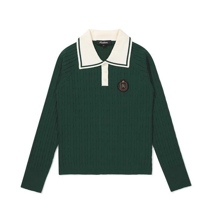 [밀라코/국내발송] 말본  카라형 꽈배기 니트 GREEN  M5322PKT14GRN - Malbon