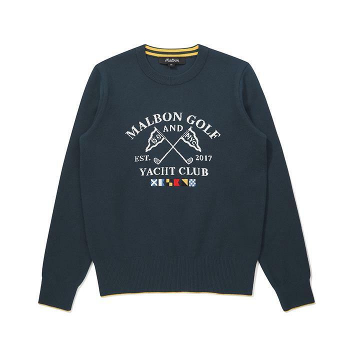 [밀라코/국내발송] 말본  이중지 라운드 니트 스웨터 NAVY  M6122PKT11NVY - Malbon