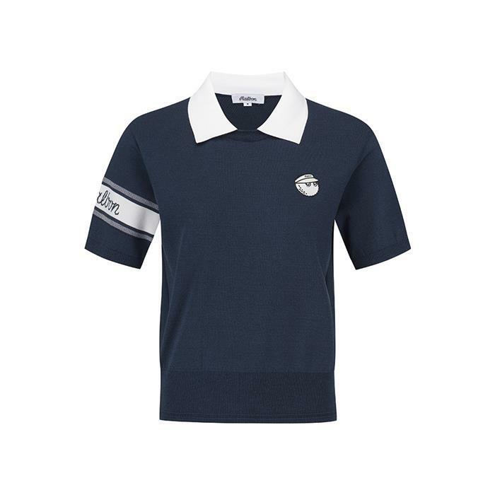 [밀라코/국내발송] 말본  스카시 니트 반팔 폴로 스웨터 NAVY  M6222PKT51NVY - Malbon