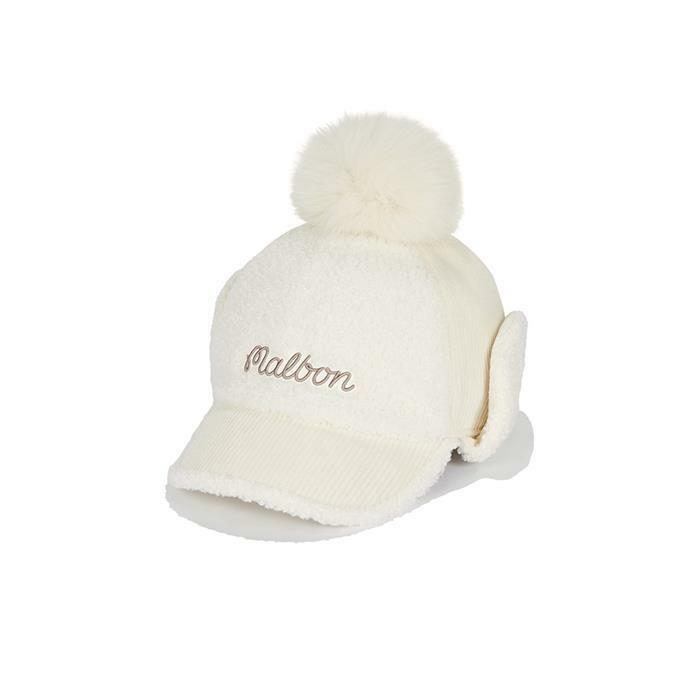 [밀라코/국내발송] 말본 리얼 퍼방울 코듀로이 귀달이 캡 BEIGE  M5442PCP12BEI - Malbon