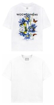 [우영미] 26SS 플라워 백로고 코튼 반팔티셔츠 화이트 남성 티셔츠 W261TS06701W / TR 썸네일 2