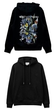 [우영미] 26SS 플라워 백로고 코튼 후드 티셔츠 블랙 남성 티셔츠 W261TS36741B / TR 썸네일 2