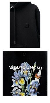 [우영미] 26SS 플라워 백로고 코튼 후드 티셔츠 블랙 남성 티셔츠 W261TS36741B / TR 썸네일 3
