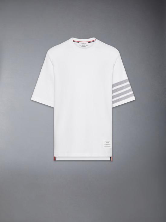 26SS 톰브라운 텍스처드 피케 4바 티 MJS296A J0248 100 WHITE DOM - Thom Browne