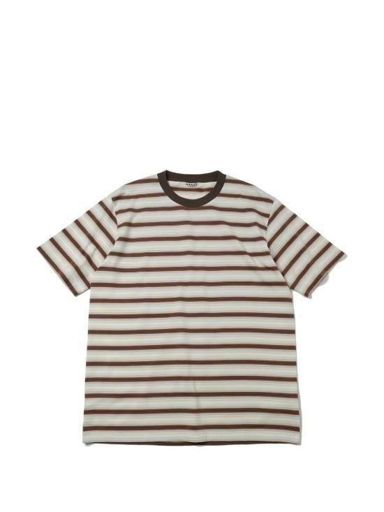 26SS 오라리 반팔 티셔츠 A26ST02GJ FADE BROWN STRIPE DOM - Auralee