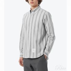 톰브라운 26SS 마드라스 코튼 렙 스트라이프 암밴드 셔츠 MWL437O F1157 035 썸네일 1