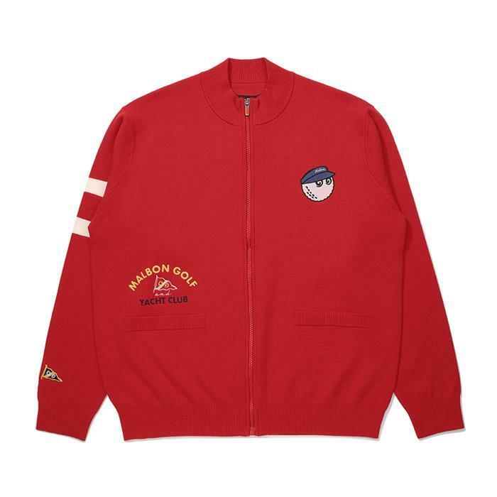 [국내발송] 말본골프 니트 풀집업 자켓 레드 M6121PKO01RED - Malbon