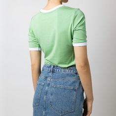 가니 슬림핏 로고 반팔 티셔츠 그린 T3352 484 썸네일 3
