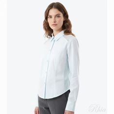 아워레가시 신처 셔츠 다이닝 블루 포플린 W2252CD 썸네일 1