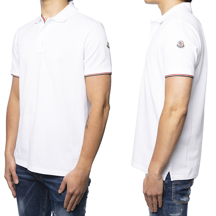 몽클레어 남성 로고 패치 삼선 폴로 티셔츠 화이트 8A73400 84556 - Moncler