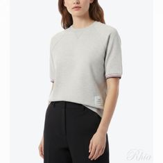 톰브라운 26SS RWB 티핑 코튼 피케 루프백 반팔 풀오버 스웨트셔츠 MJT558A J0249 065 썸네일 1