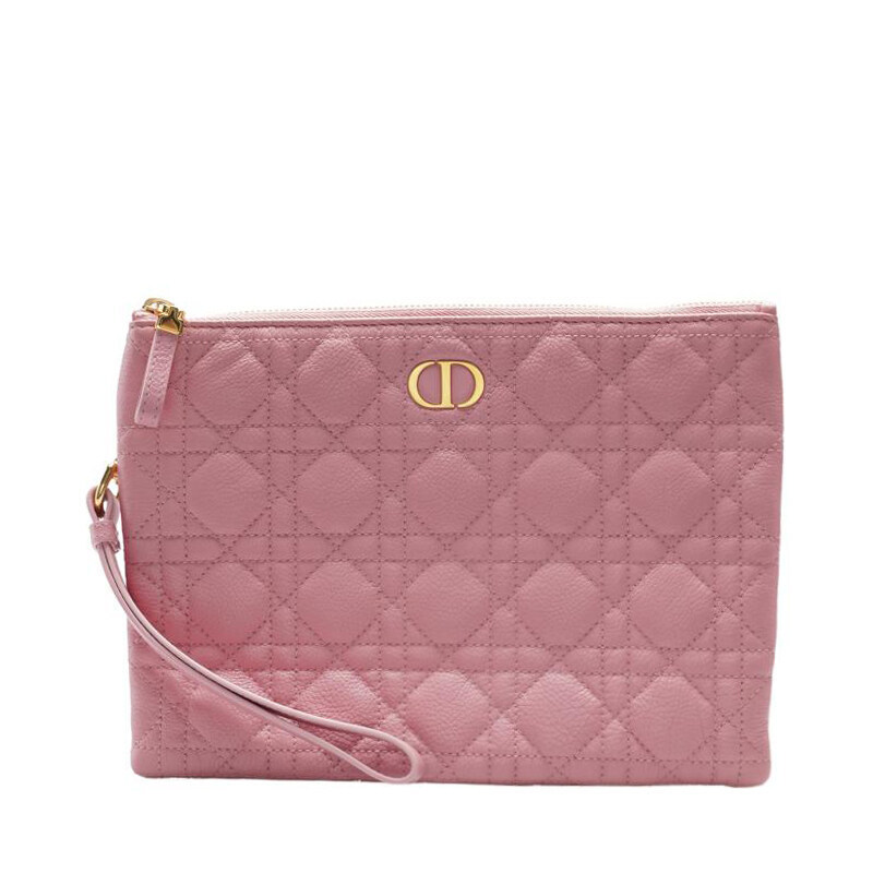 핑크 카프스킨 까나쥬 카로 데일리 파우치 미듐 여성 클러치 - Christian Dior