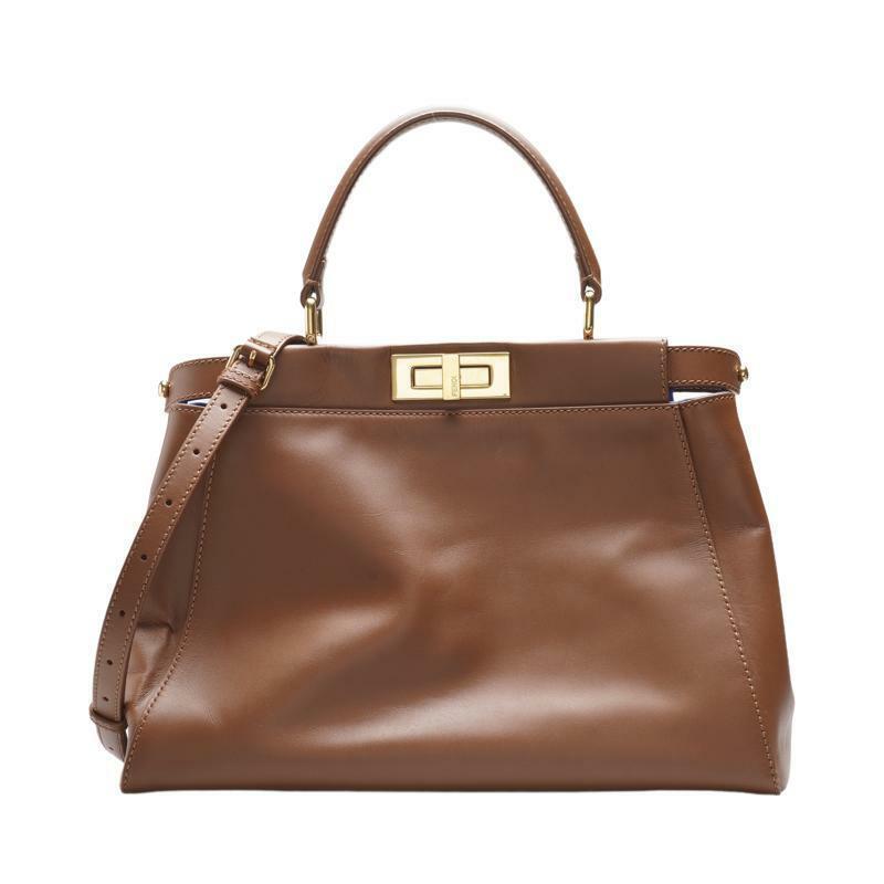 브라운 카프스킨 피카부 아이코닉 미듐 여성 토트백 8BN226 - Fendi