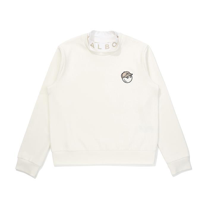 [밀라코/국내발송] 말본  이중 모크넥 로고 티셔츠 IVORY  M5422PTL51IVY - Malbon