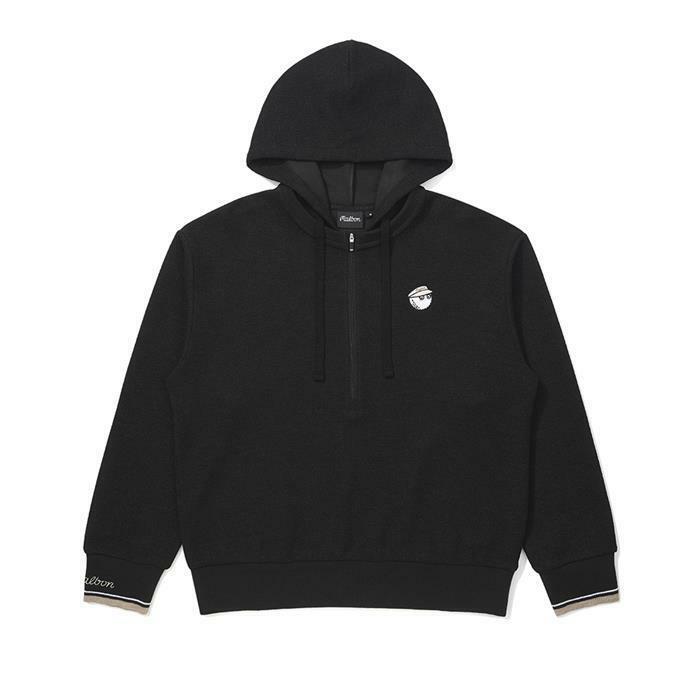 [밀라코/국내발송] 말본  니트라이크 하프집업 후드 맨투맨 BLACK  M6122PFS11BLK - Malbon