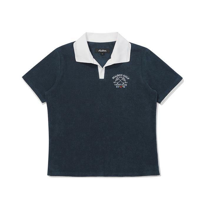 [밀라코/국내발송] 말본  배색 오픈 카라 티셔츠 NAVY  M6122PTS12NVY - Malbon