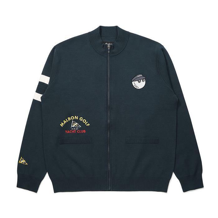 [밀라코/국내발송] 말본 니트 풀집업 자켓 NAVY  M6121PKO01NVY - Malbon