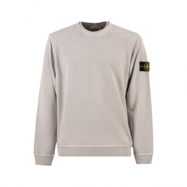 26SS 와펜 패치 더블넥 말파일 플리스 맨투맨 펄그레이 L1S15 6100034 S0060 V0161 - Stone Island