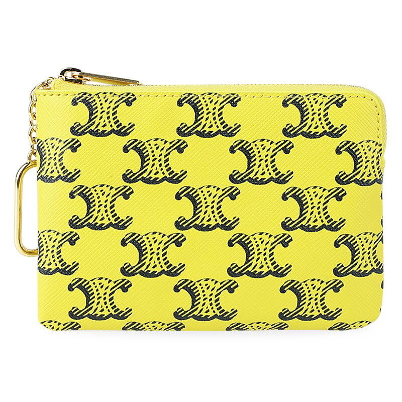 디몬트 셀린느 여성 트리옹프 캔버스 키링 코인 지갑(옐로우) 10C662GWH 11YN - Celine