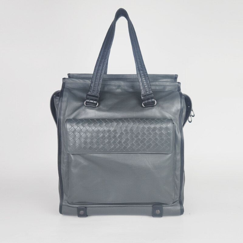 보테가 베네타 그레이 레더 공용 토트백 413602303 - Bottega Veneta
