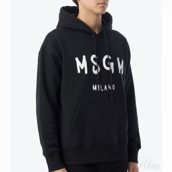 MSGM 브러쉬드 로고 후드 티셔츠 2000MM515 200001 99 - MSGM