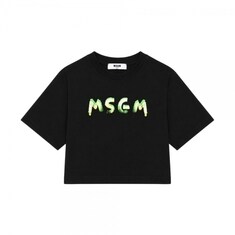 키즈 로고 페인팅 크롭 반팔 티셔츠 블랙 S6MSJGTH002 110 썸네일 1
