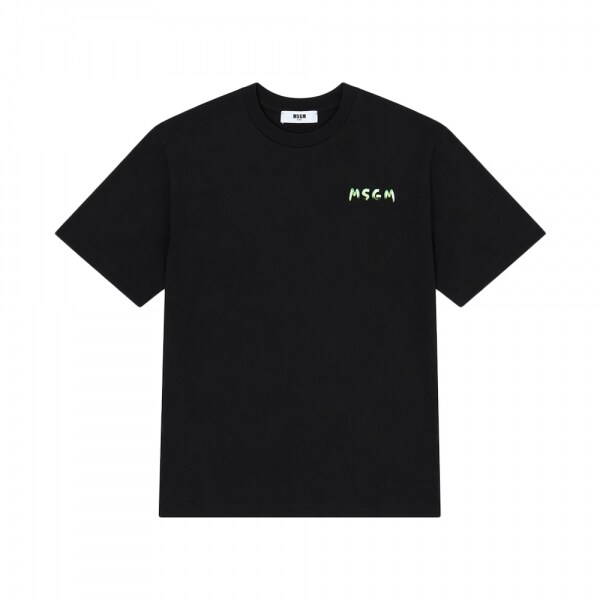 키즈 스몰 로고 페인팅 반팔 티셔츠 블랙 S6MSJUTH003 110 - MSGM