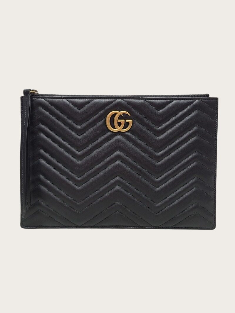 [중고명품/루이스잇] 구찌 블랙 GG마몬트 마틀라세 클러치백 - Gucci